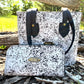Speckled Black and White Leather Shoulder Bag and Matching Wallet