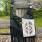 Black Leather Fringe and Wool Crossbody Purse