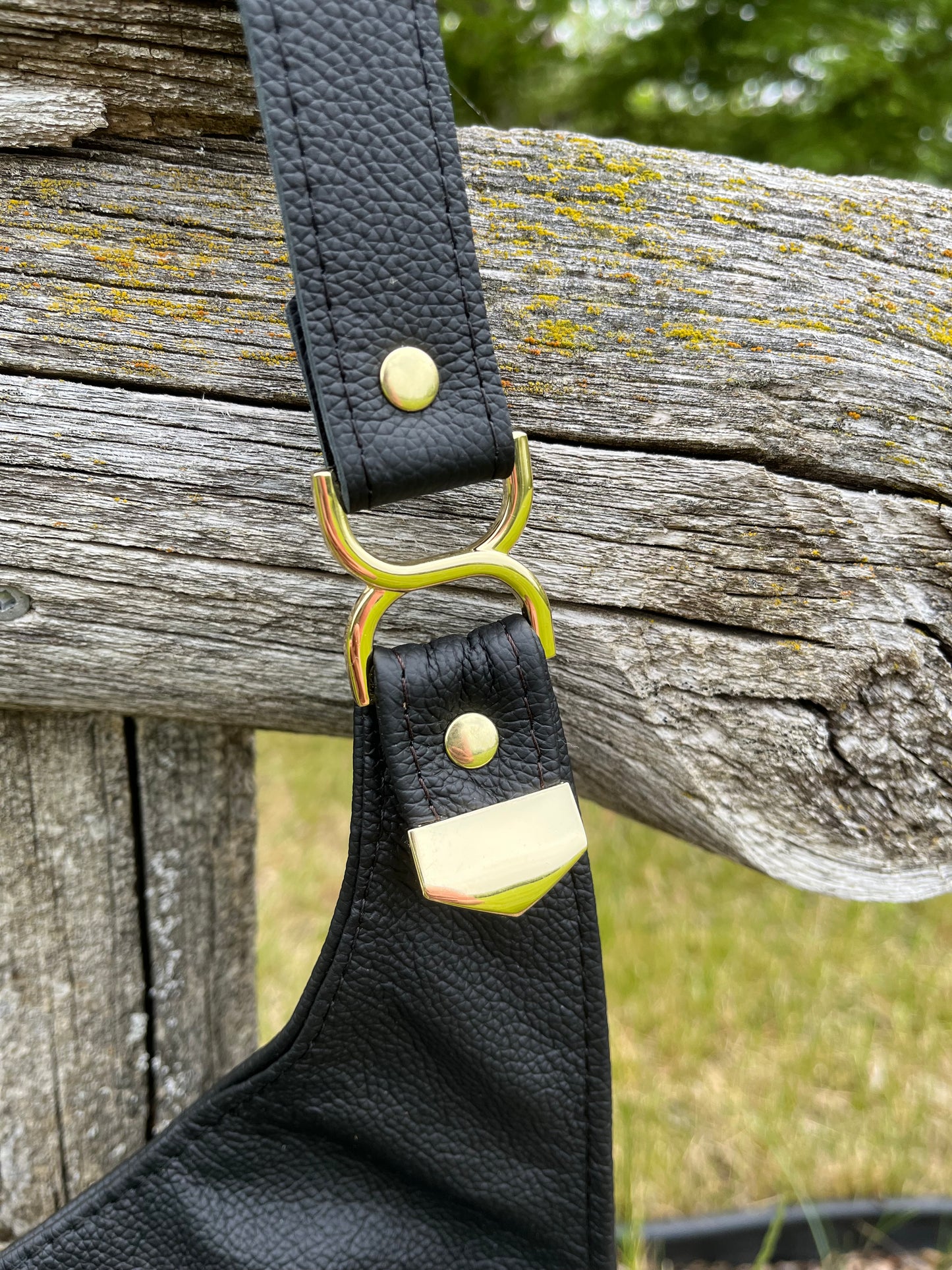 Black Leather Fringe and Wool Crossbody Purse