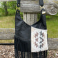 Black Leather Fringe and Wool Crossbody Purse