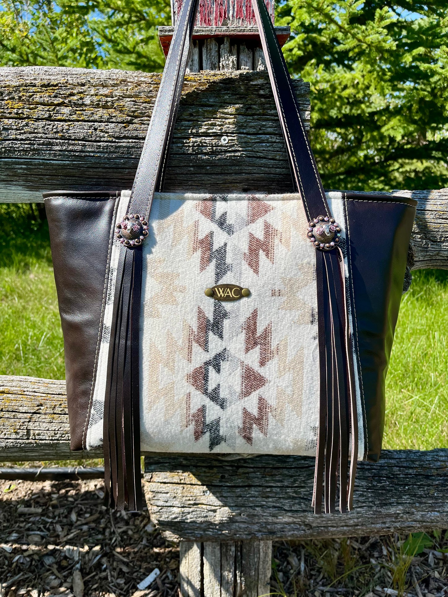 Leather and Wool Tote