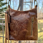Boot stitch Embroidered Leather Crossbody Purse