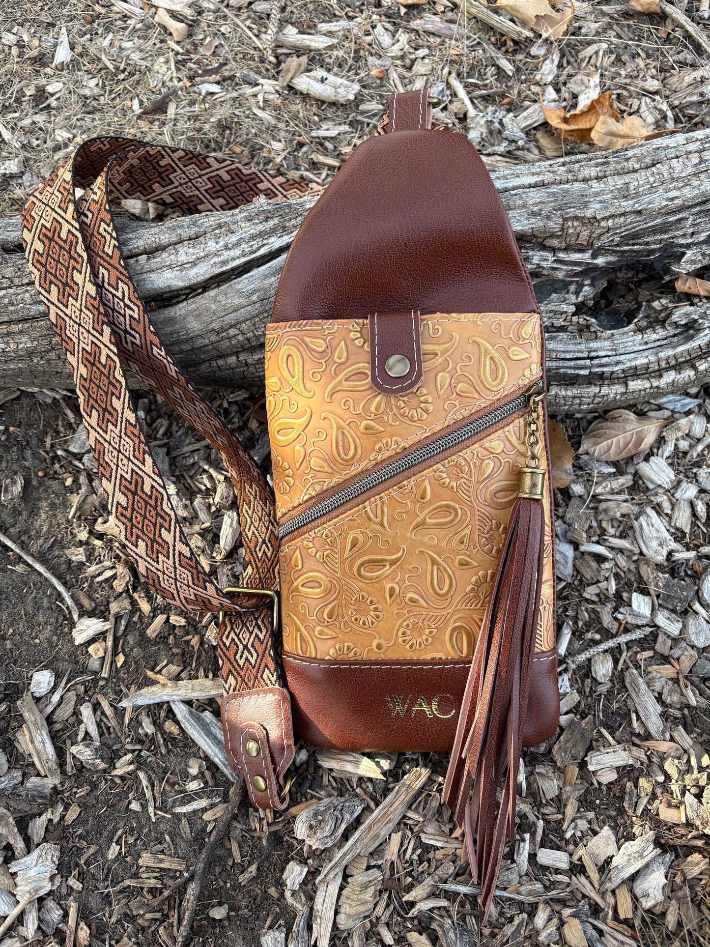 Leather Travel Sling and Matching Wallet