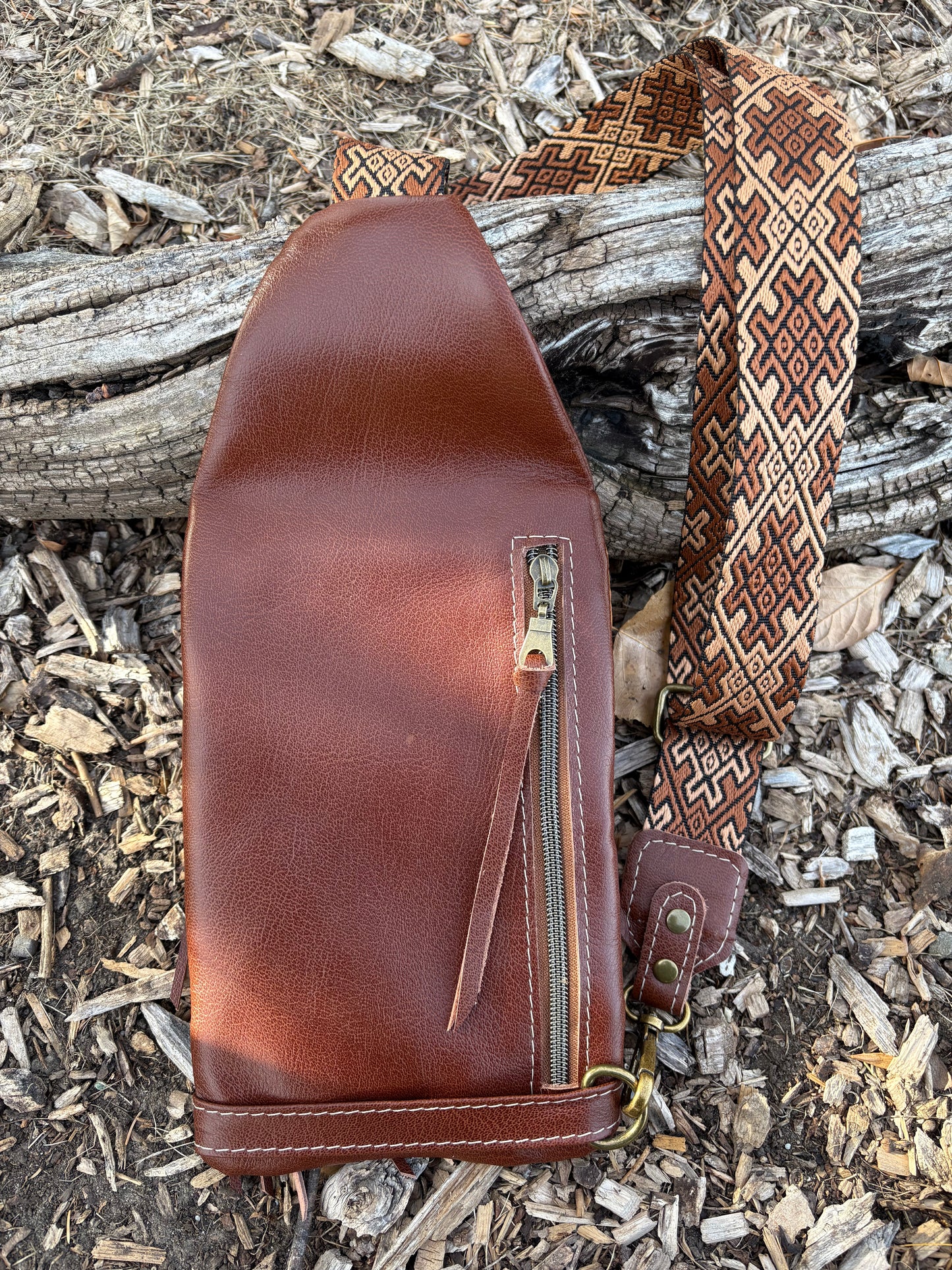 Leather Travel Sling and Matching Wallet