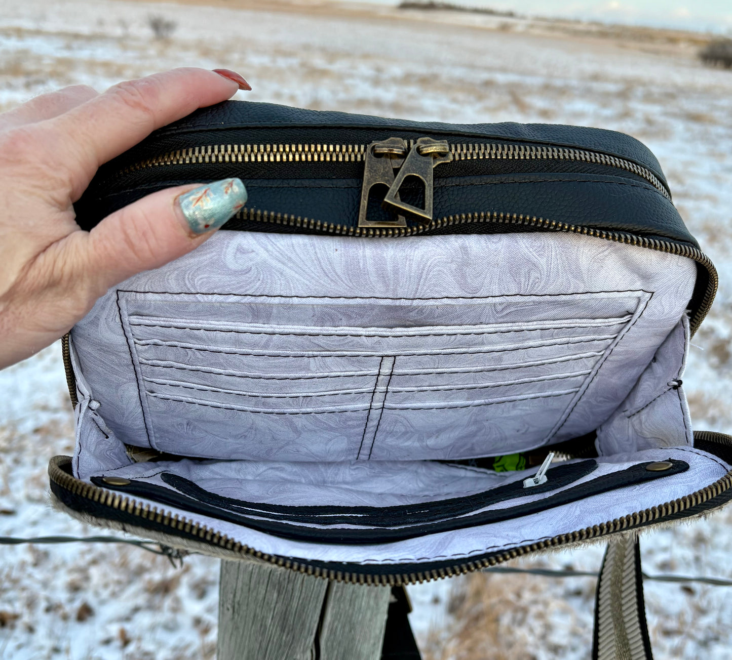 Hair on Hide Crossbody Purse with Built in Wallet