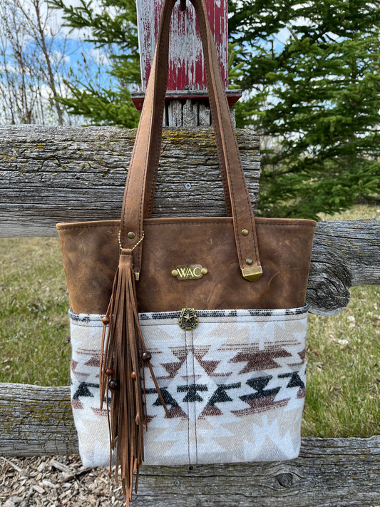 Leather and Wool Tote