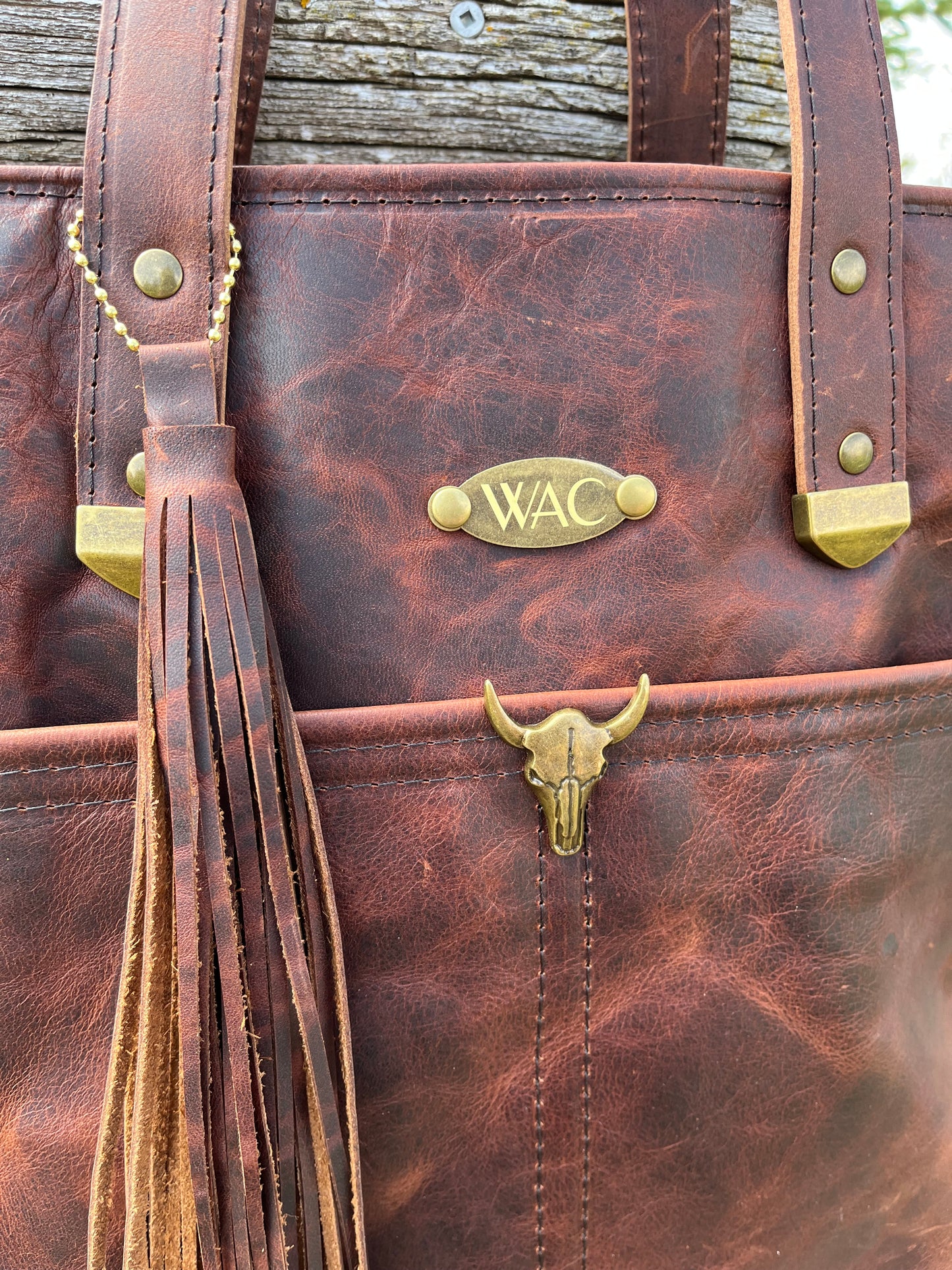 Volcano Red Distressed Leather Tote