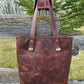 Volcano Red Distressed Leather Tote