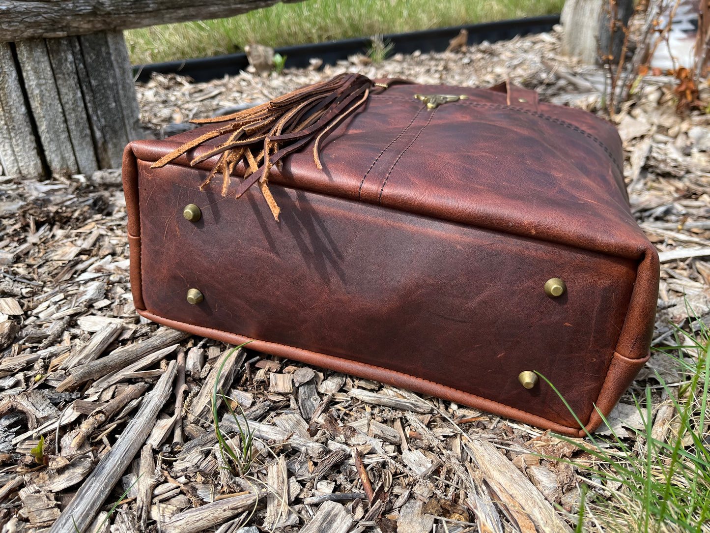 Volcano Red Distressed Leather Tote