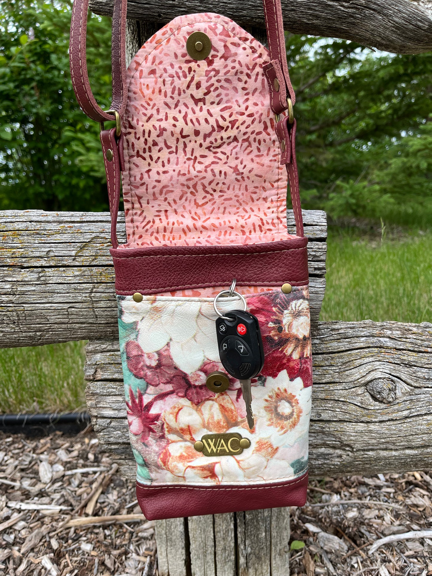 Floral Leather Crossbody Purse