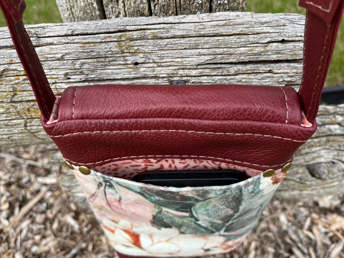 Floral Leather Crossbody Purse