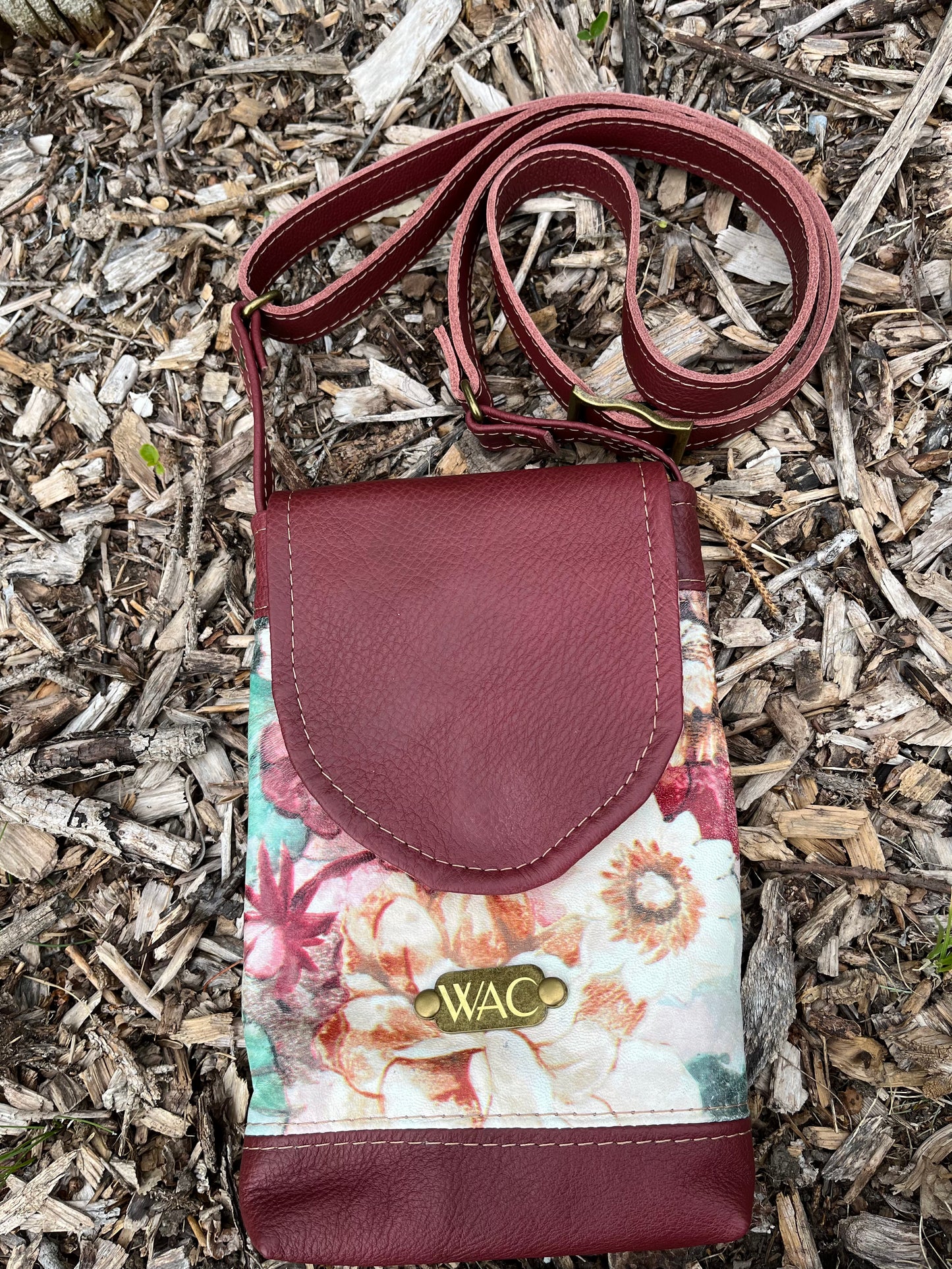 Floral Leather Crossbody Purse