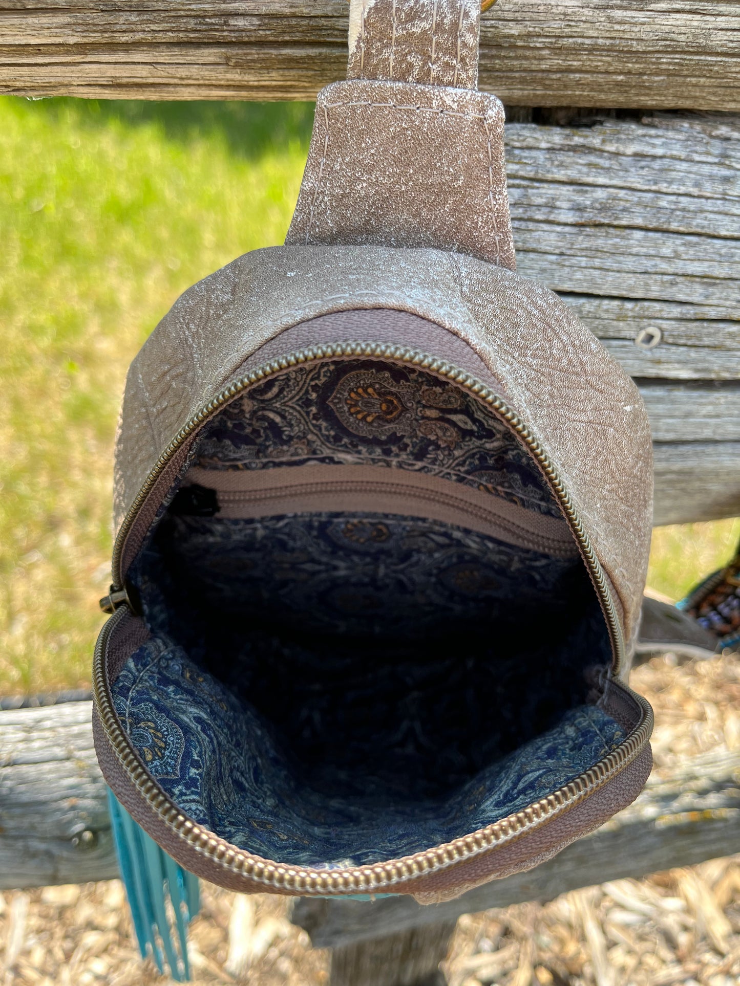 Brown Leather Sling and Matching Wallet