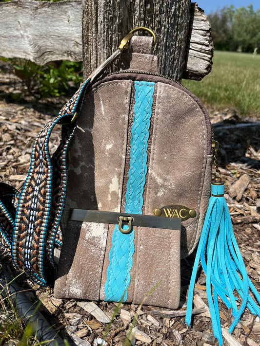 Brown Leather Sling and Matching Wallet