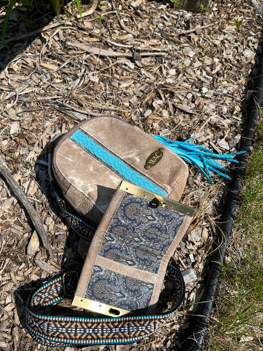 Brown Leather Sling and Matching Wallet