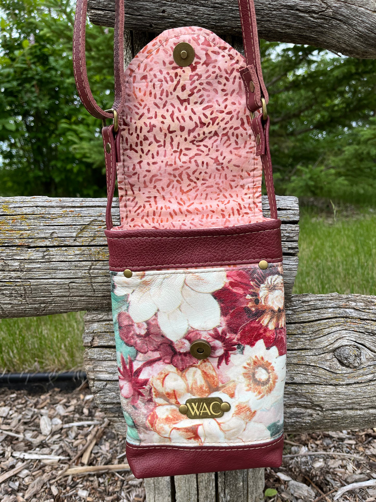 Floral Leather Crossbody Purse