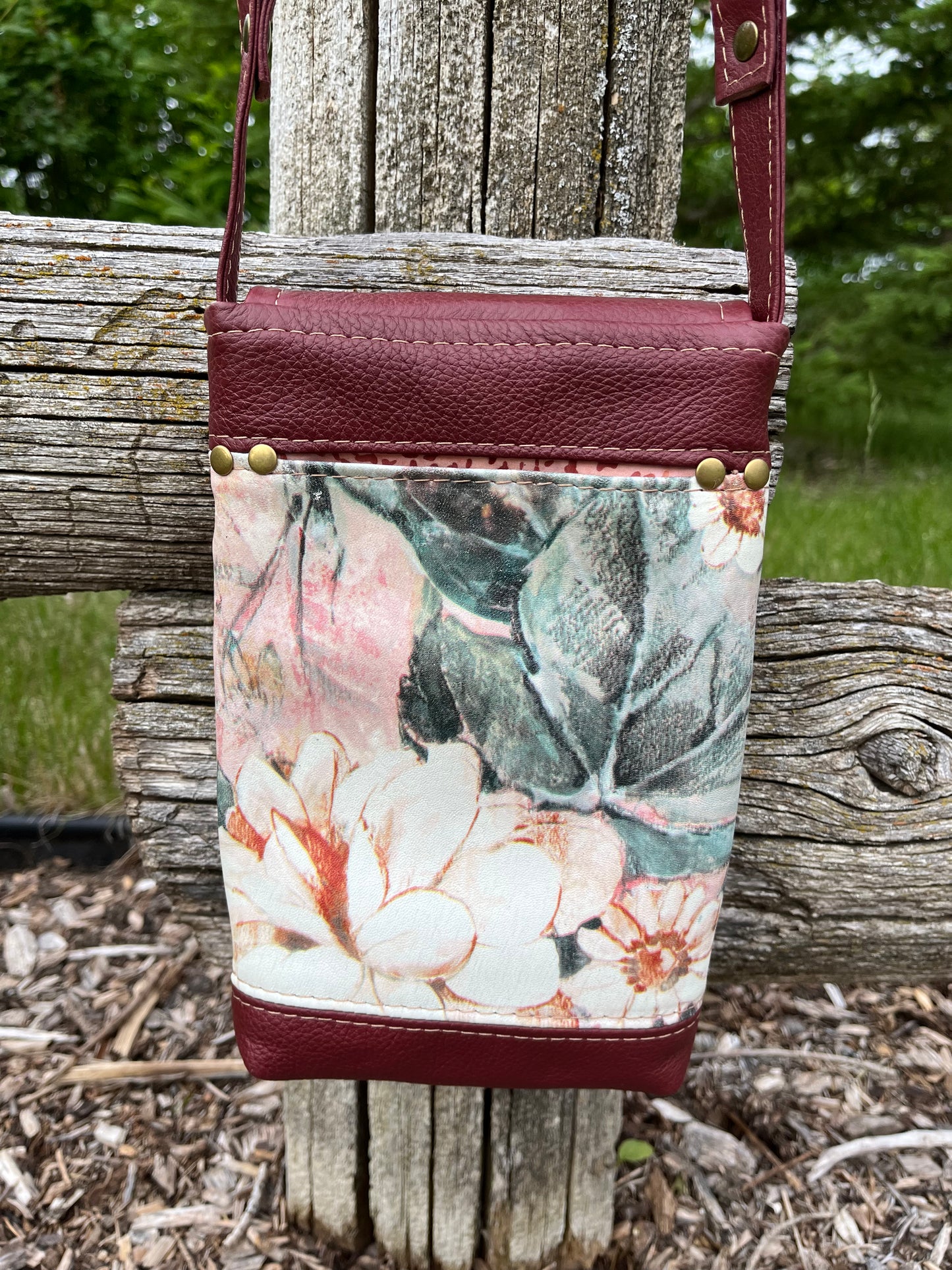 Floral Leather Crossbody Purse