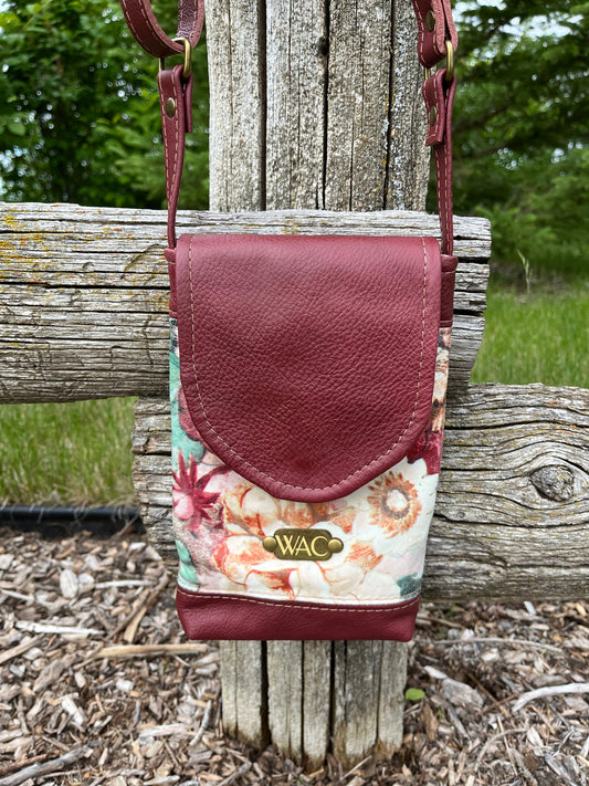 Floral Leather Crossbody Purse