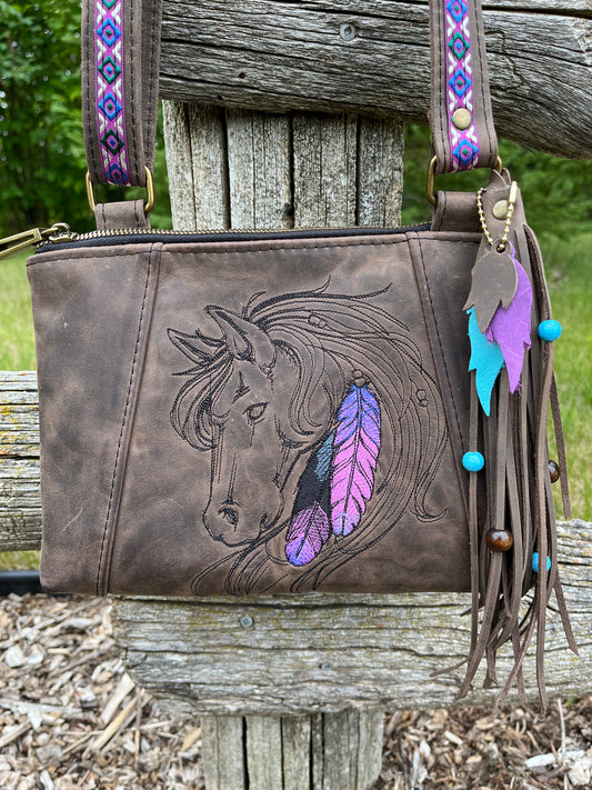 Horse Embroidered Crossbody Purse