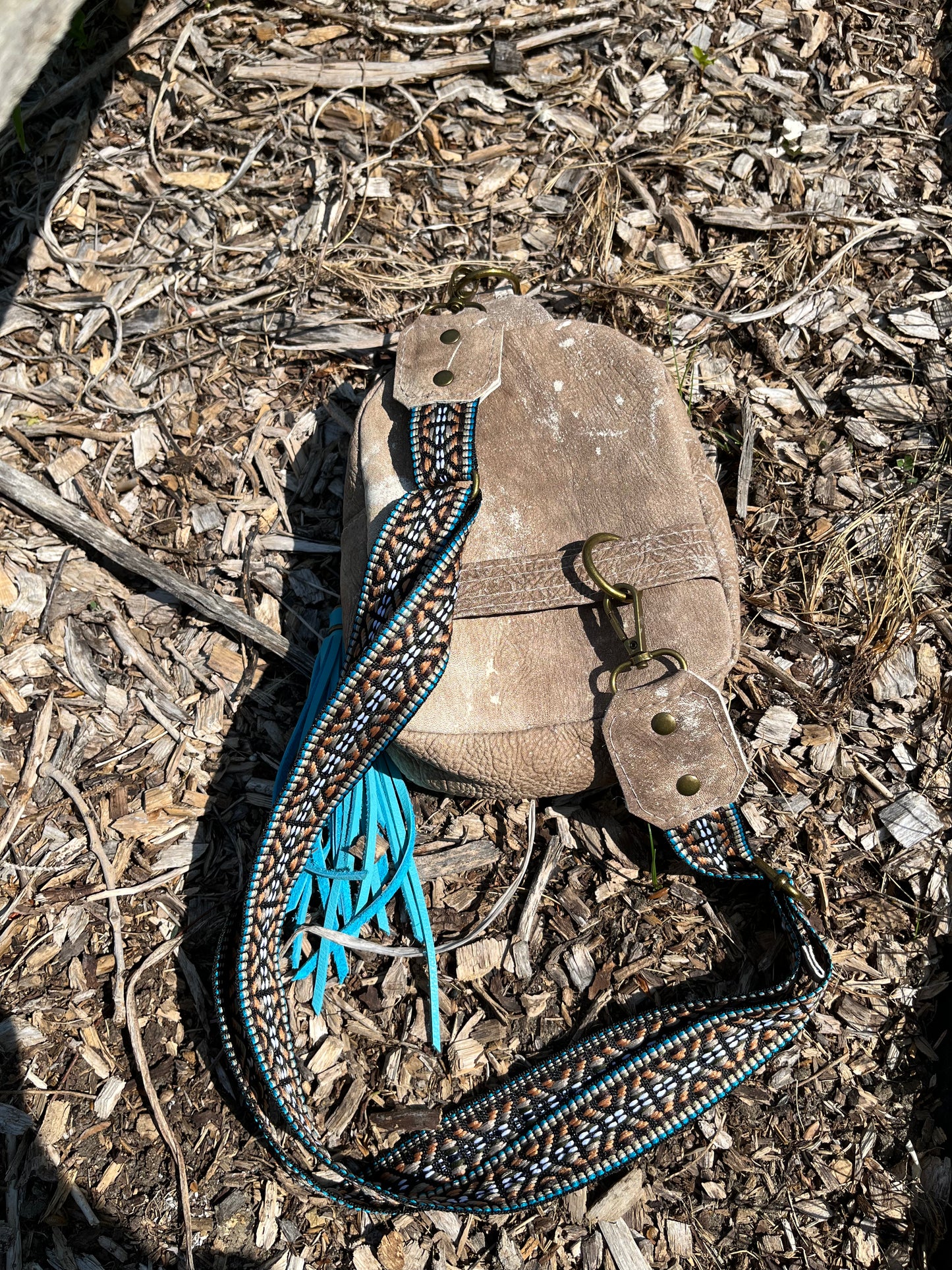 Brown Leather Sling and Matching Wallet