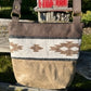 Brown and Distressed Grey Leather with Wool Insert Crossbody Purse