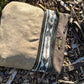Brown and Distressed Grey Leather with Wool Insert Crossbody Purse