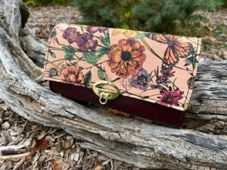 Floral Leather with Burgundy Leather Wallet