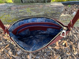 Harris Tweed Wool and Burgundy Leather Crossbody Purse