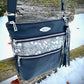 Black Leather and Metallic Silver Hair on Hide Cross Body Bag