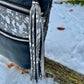 Black Leather and Metallic Silver Hair on Hide Cross Body Bag
