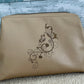 Tan Leather Toiletry Bag with Laser Engraved Butterfly
