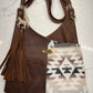 Leather and Wool Crossbody Purse