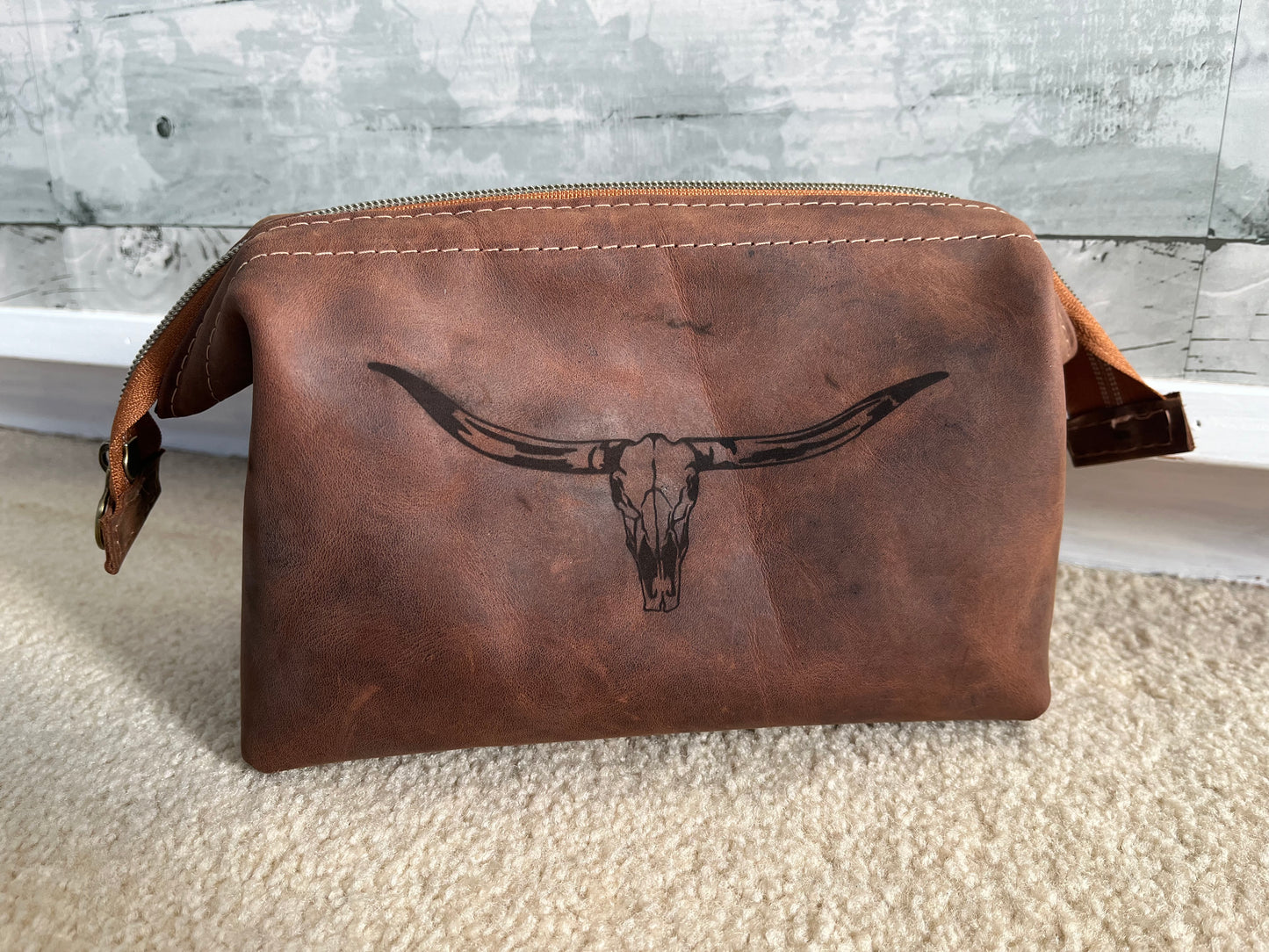 Longhorn Leather Toiletry Bag