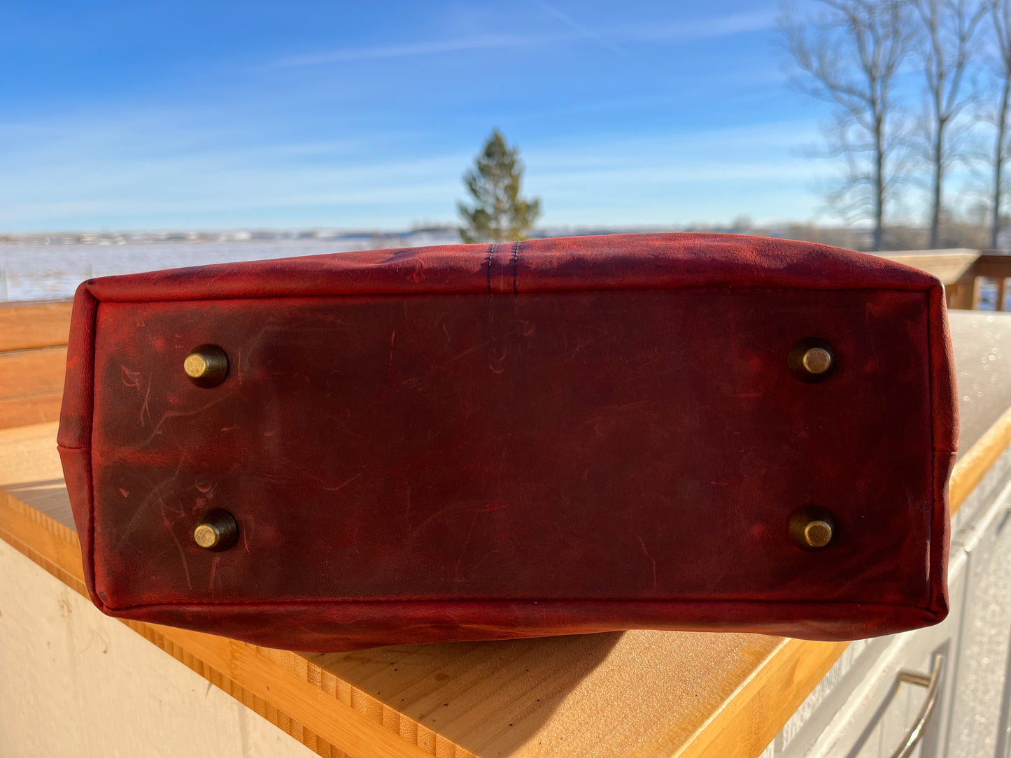 Distressed Red Leather Tote