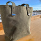 Distressed Blue Leather Tote