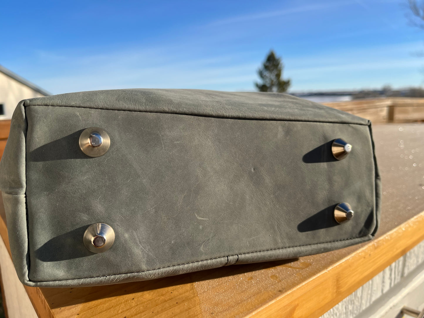 Distressed Blue Leather Tote