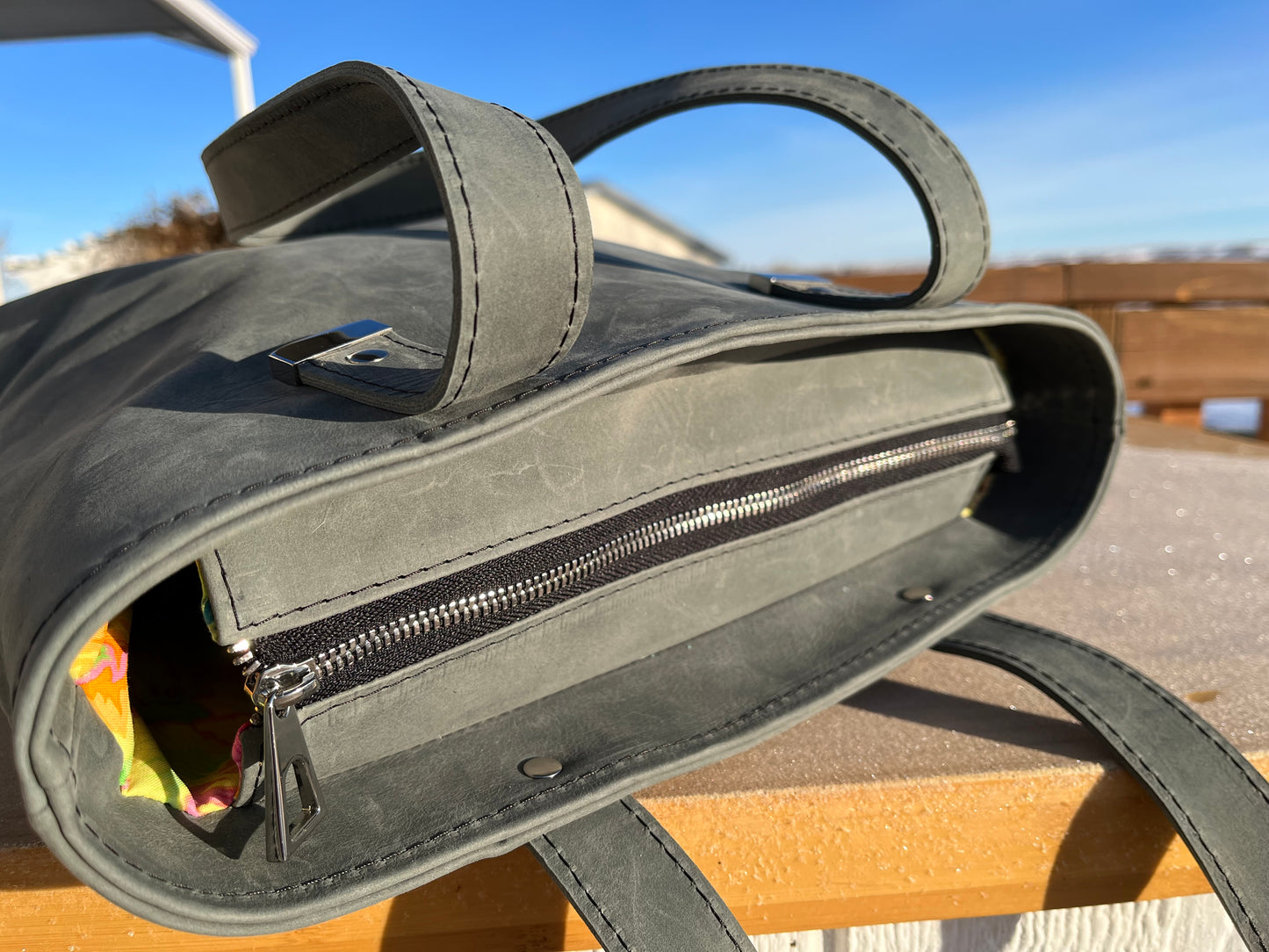 Distressed Blue Leather Tote