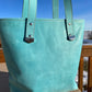 Ice Blue Leather Tote