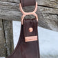 Floral Embossed Cooper Metallic/Turquoise and Brown Leather Crossbody Purse