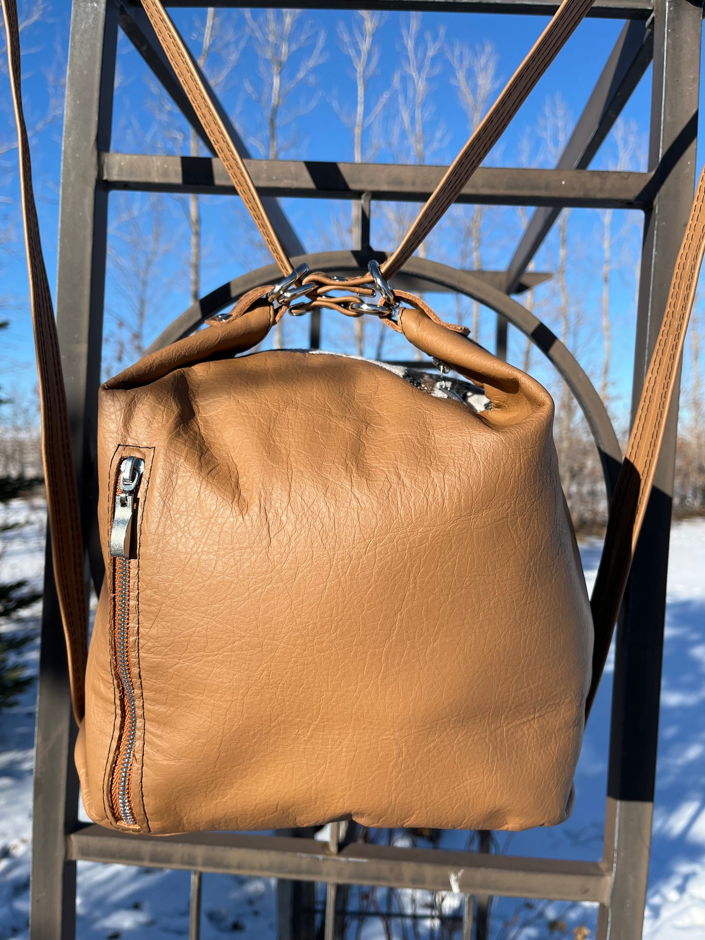 Leather and Wool Convertible Backpack/Shoulder Strap Purse