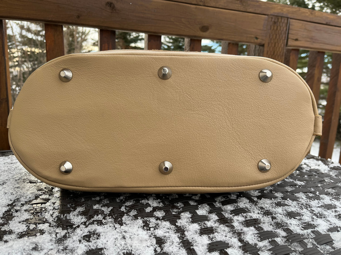 Tan Leather and Wool Traveller Bag