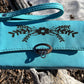 Teal Leather Wallet with Wristlet Strap
