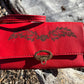 Red Leather Wallet with Wristlet