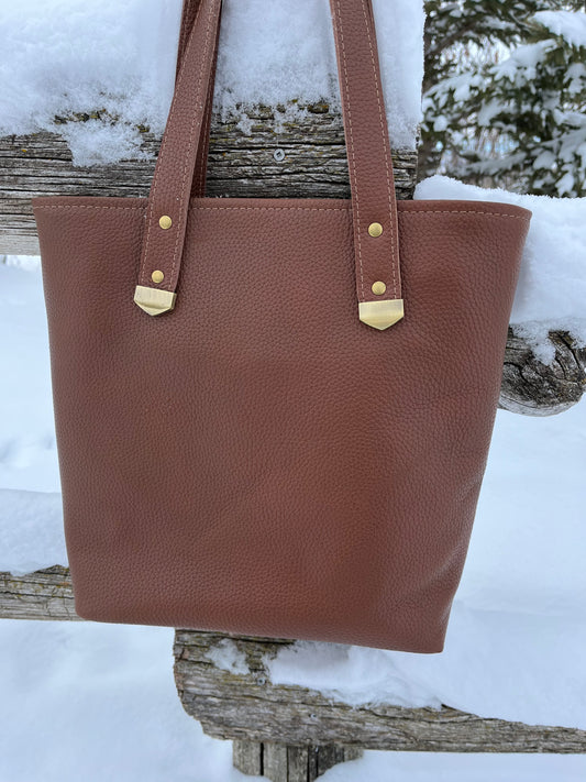 Brown Pebbled Leather Tote