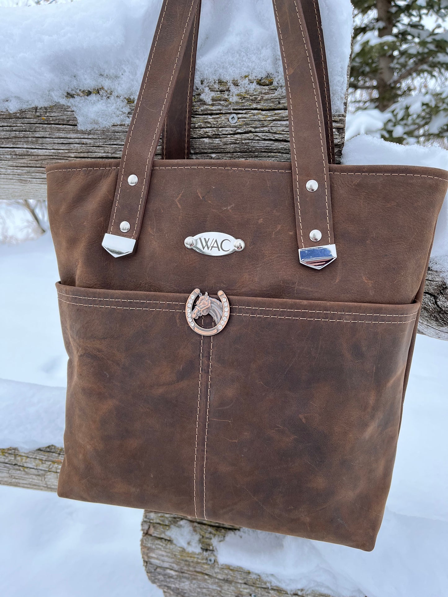 Distressed Leather Tote and Matching Wallet