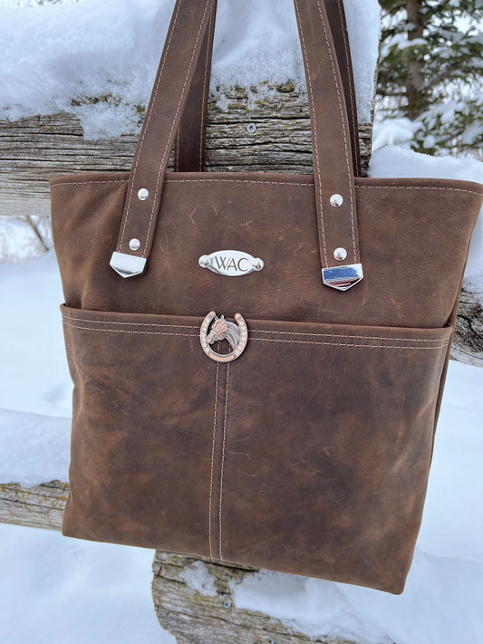 Distressed Leather Tote and Matching Wallet