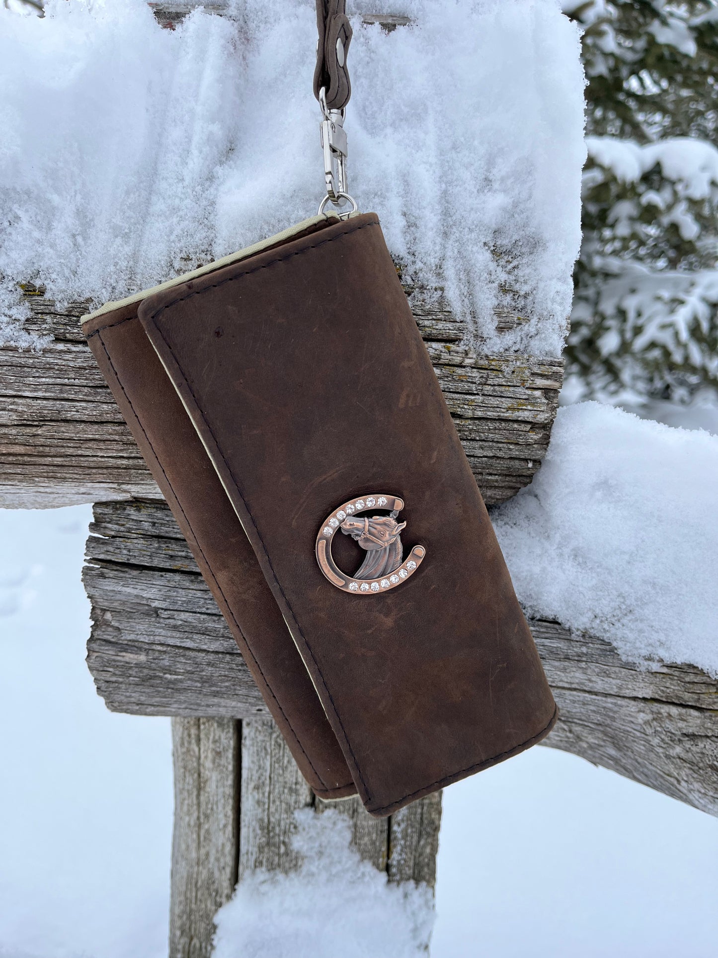 Distressed Leather Tote and Matching Wallet