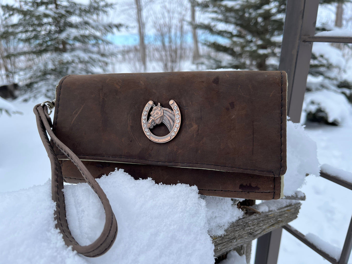 Distressed Leather Tote and Matching Wallet