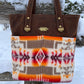 Distressed Leather and Pendelton Wool Tote