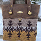 Distressed Brown Leather and Wool Tote